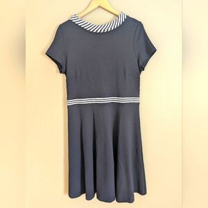 Hobbs London Boat Neck Striped Dress Size 10
